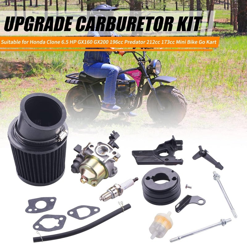 MRELC High Performance Upgraded Carburetor Air Filter adapter Intake Spark Plug Kit fit for Predator 212cc 6.5 Hp Honda Gx160 Gx200 196cc Coleman CT200U Trail CT100U Mini Bike Go Kart Racing（Black） - Image 5